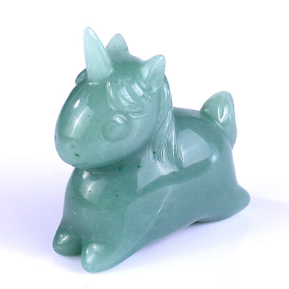 Nicedony 2.7" Green Aventurine Hand Carved Crystal Unicorn Sculpture - View 9