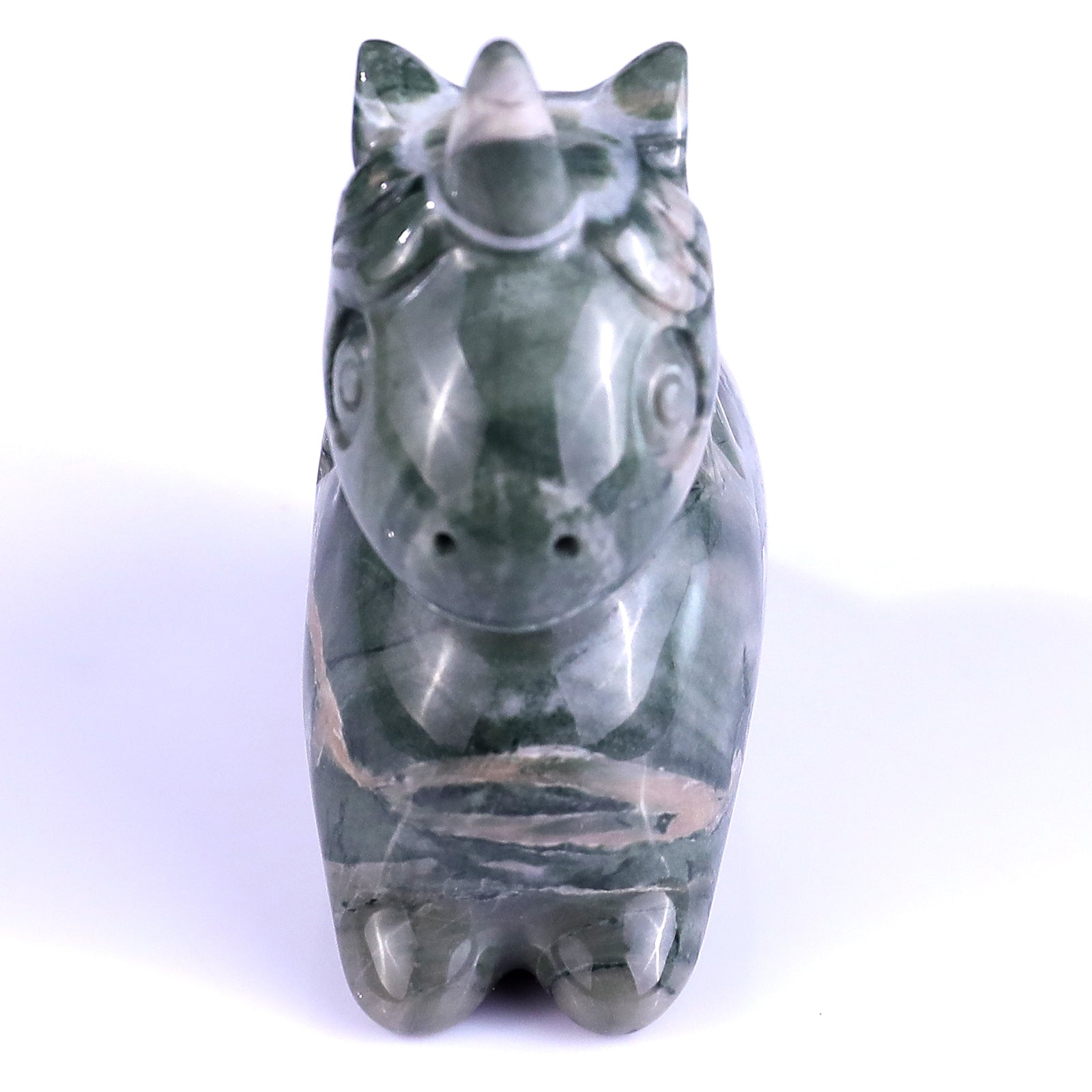 Nicedony 2.7" Jiulong Jade Hand Carved Crystal Unicorn Sculpture - View 2