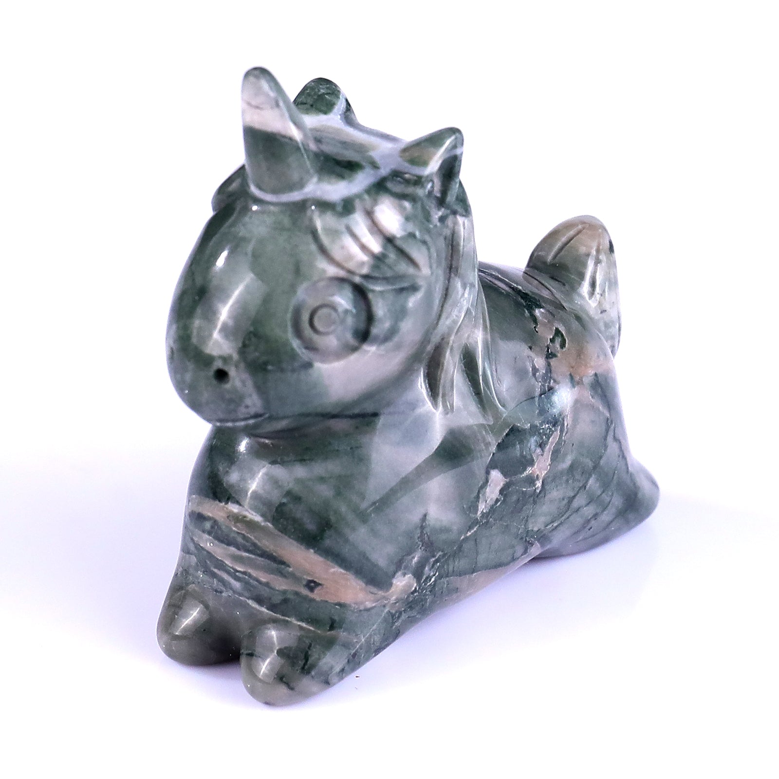 Nicedony 2.7" Jiulong Jade Hand Carved Crystal Unicorn Sculpture - View 9