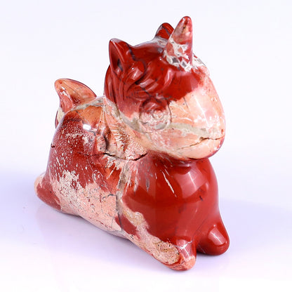 Nicedony 2.7" Red Jasper Hand Carved Crystal Unicorn Sculpture