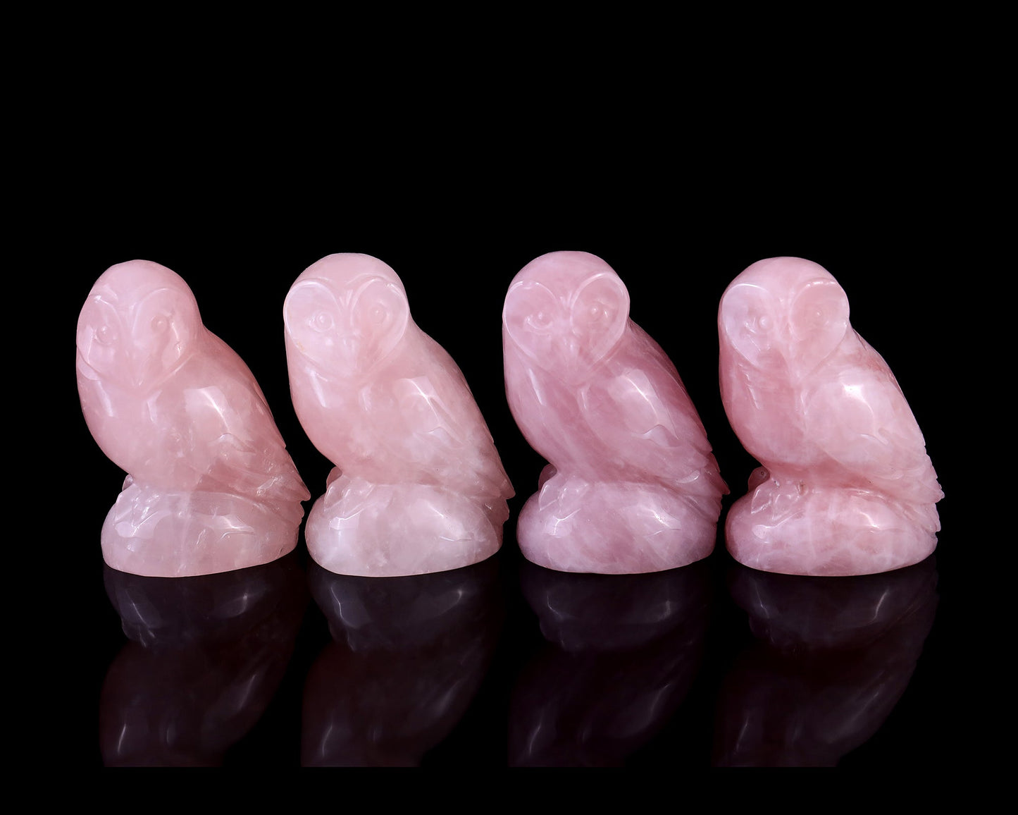 Nicedony 2.7" Rose Quartz Hand Carved Crystal Owl Sculpture - View 7