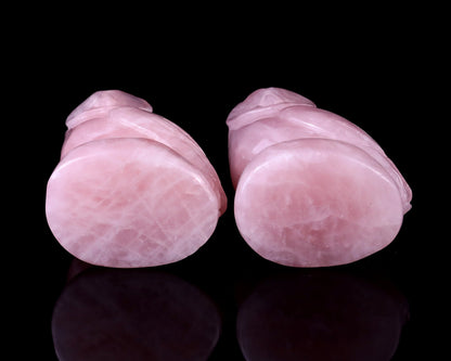 Nicedony 2.7" Rose Quartz Hand Carved Crystal Owl Sculpture - View 5