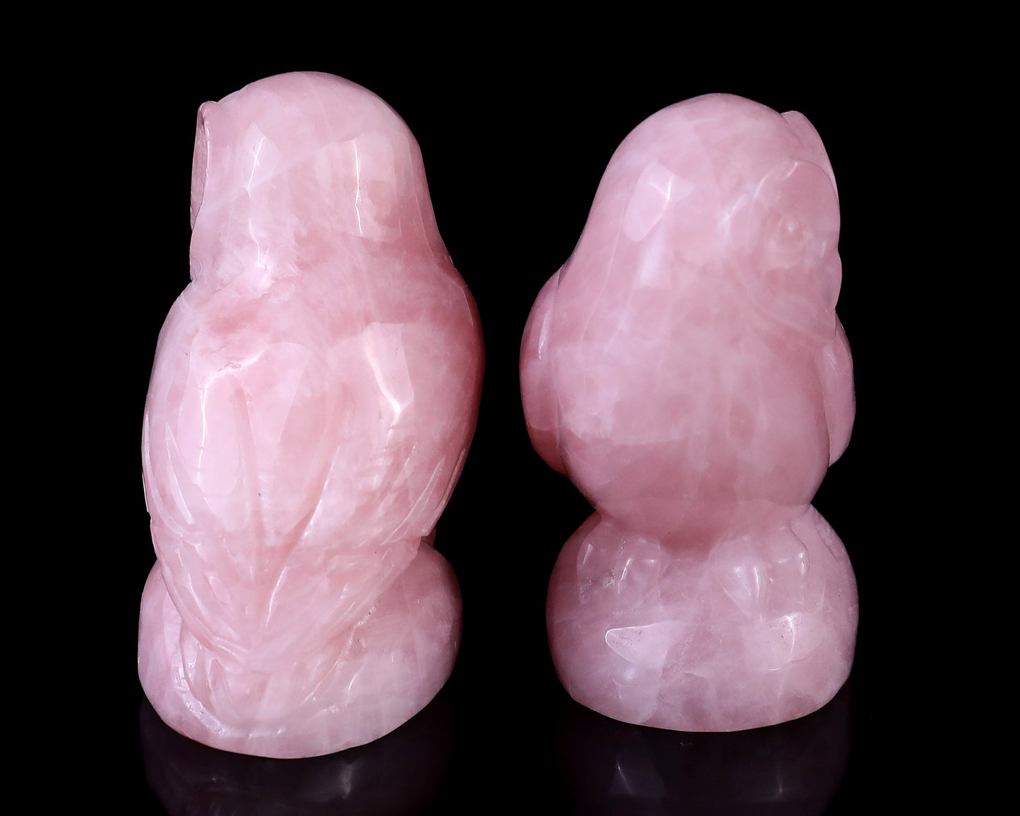 Nicedony 2.7" Rose Quartz Hand Carved Crystal Owl Sculpture - View 2