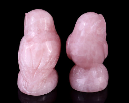 Nicedony 2.7" Rose Quartz Hand Carved Crystal Owl Sculpture - View 2