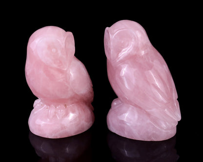 Nicedony 2.7" Rose Quartz Hand Carved Crystal Owl Sculpture - View 4