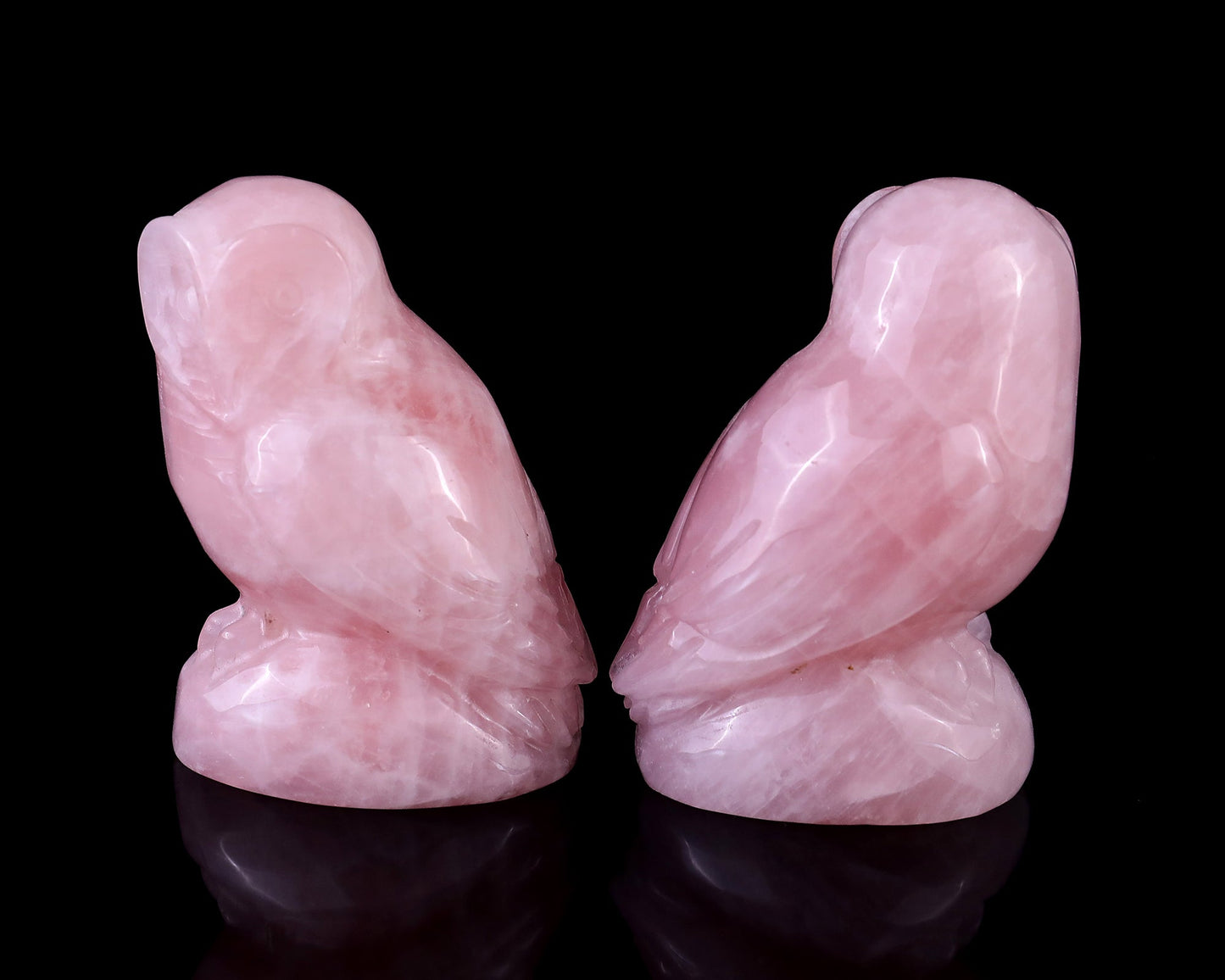 Nicedony 2.7" Rose Quartz Hand Carved Crystal Owl Sculpture - View 3