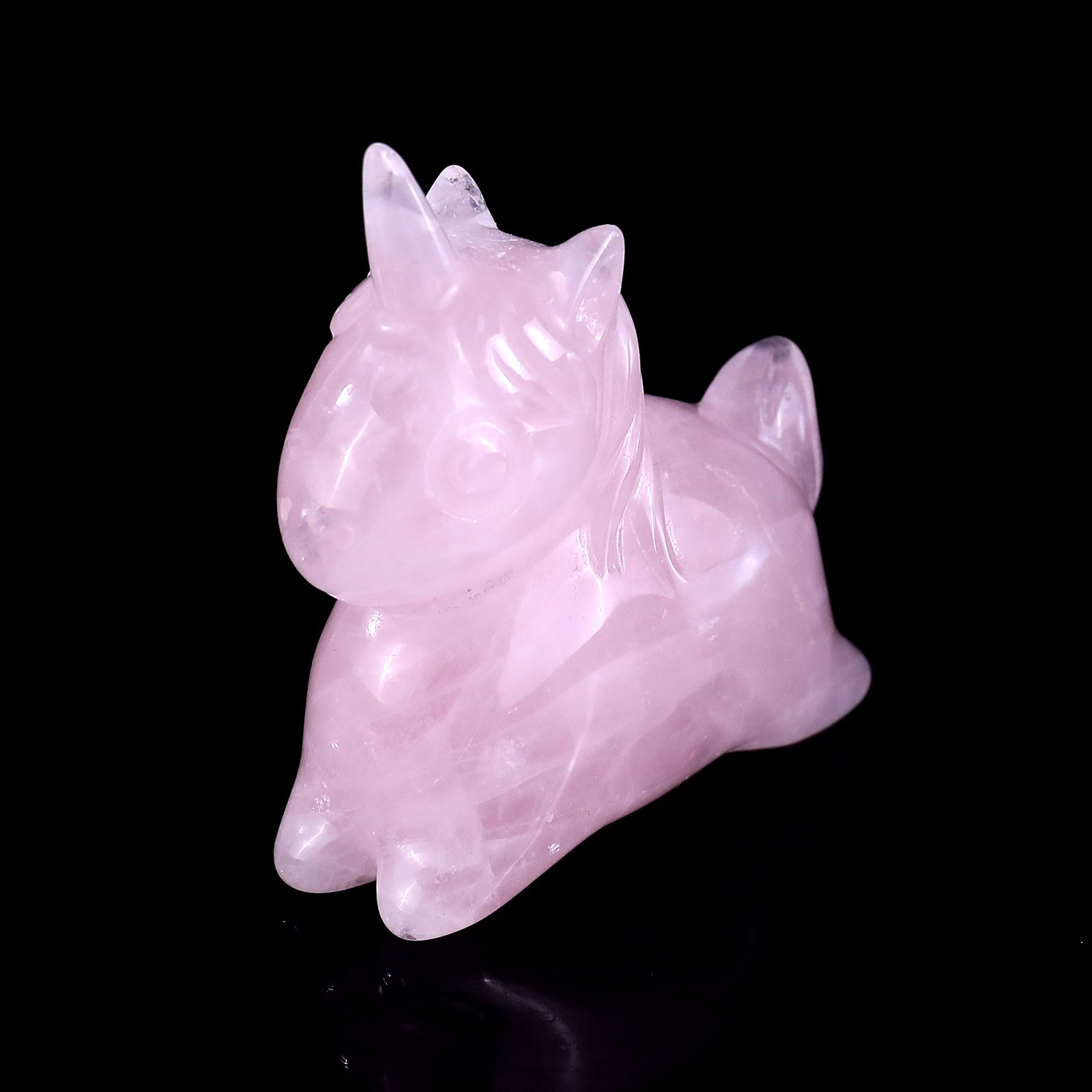 Nicedony 2.7" Rose Quartz Hand Carved Crystal Unicorn Sculpture - View 9