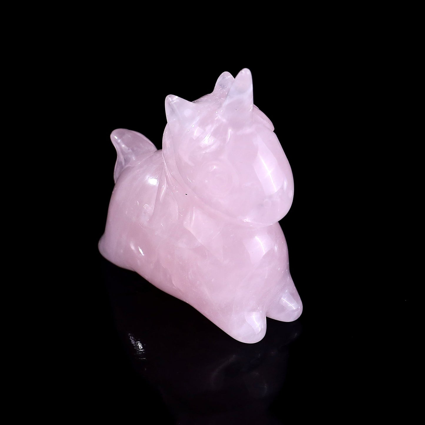 Nicedony 2.7" Rose Quartz Hand Carved Crystal Unicorn Sculpture