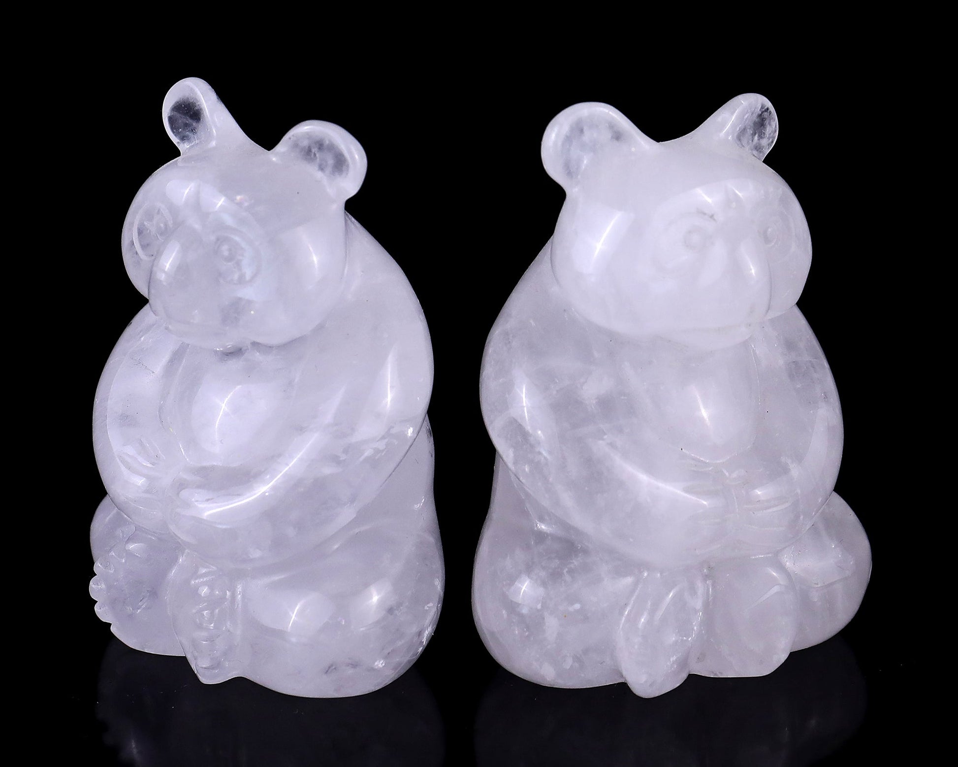 Nicedony 2.8" Angolan Quartz Hand Carved Crystal Panda Sculpture - View 8