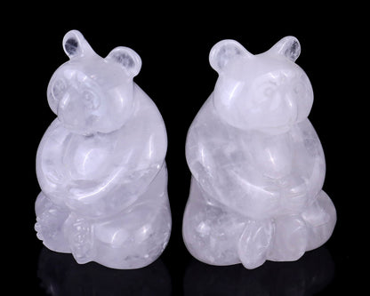 Nicedony 2.8" Angolan Quartz Hand Carved Crystal Panda Sculpture - View 8