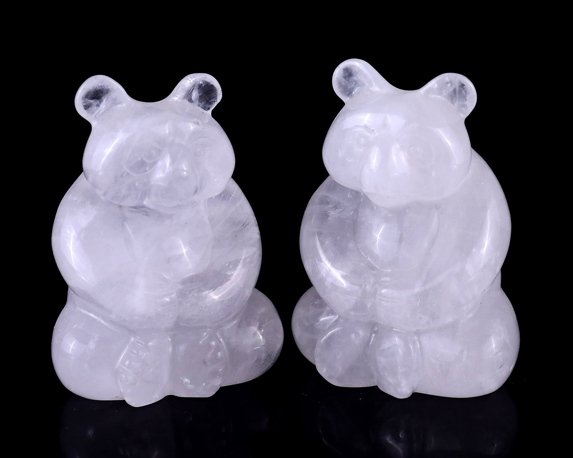 Nicedony 2.8" Angolan Quartz Hand Carved Crystal Panda Sculpture
