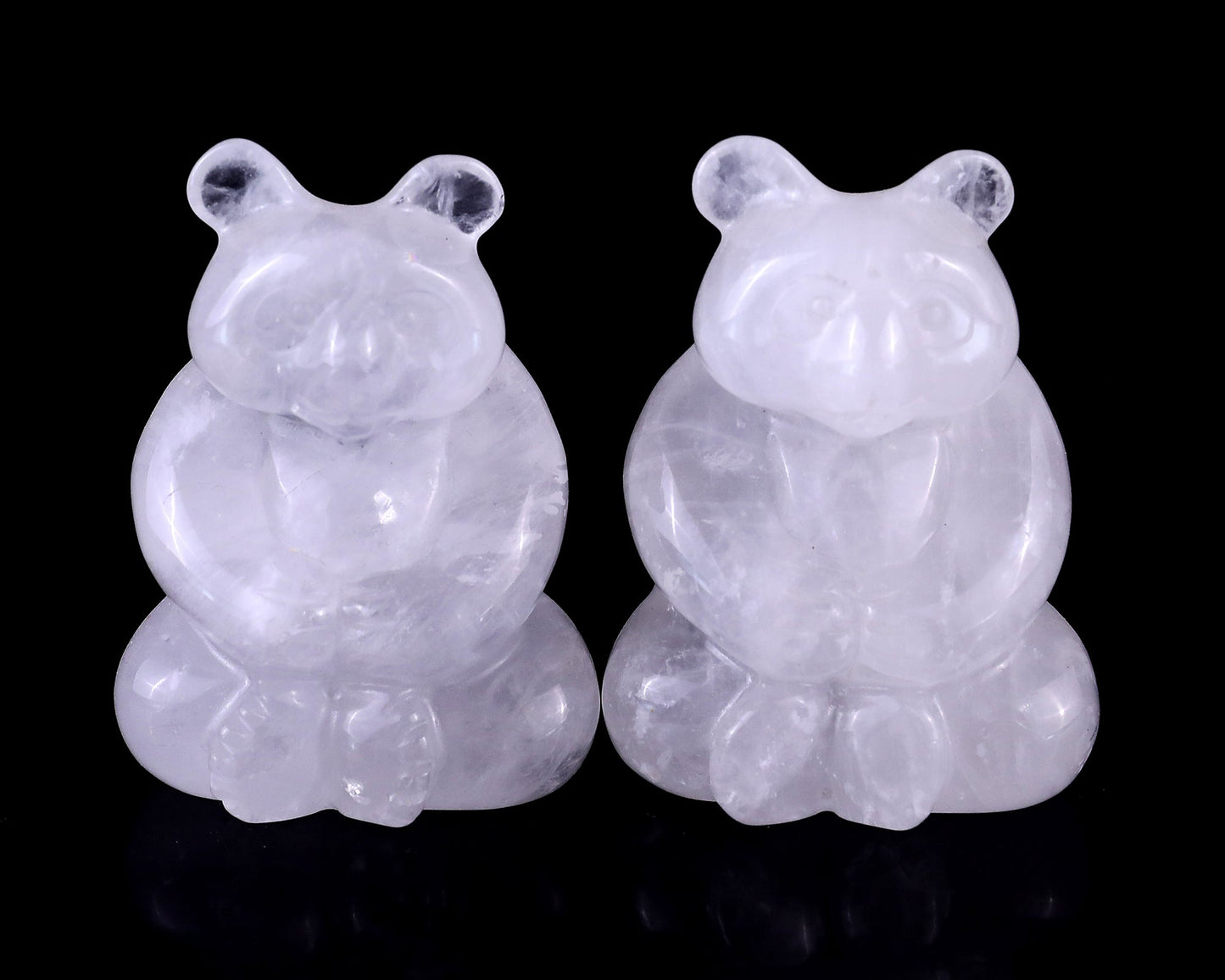 Nicedony 2.8" Angolan Quartz Hand Carved Crystal Panda Sculpture - View 2