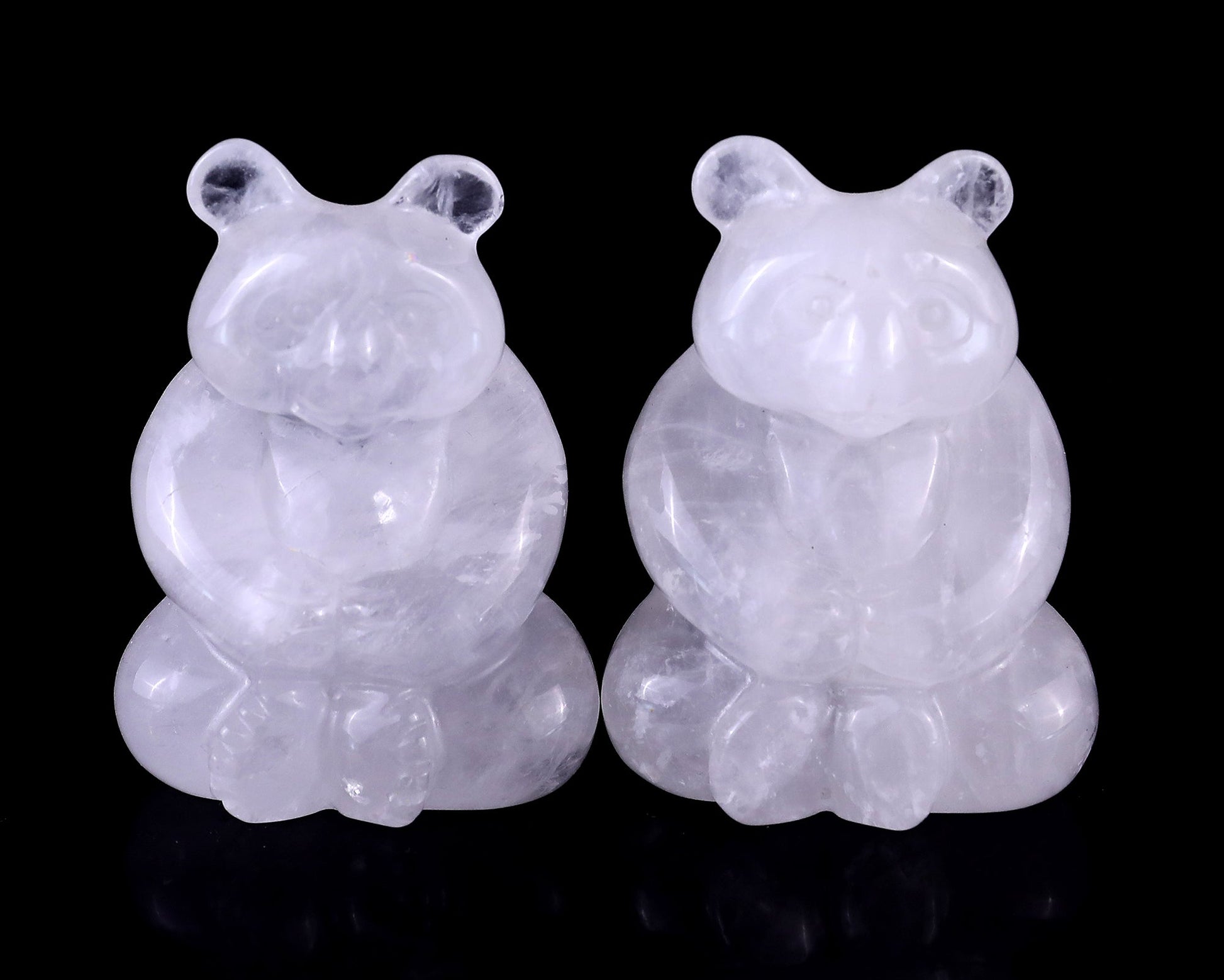 Nicedony 2.8" Angolan Quartz Hand Carved Crystal Panda Sculpture - View 2