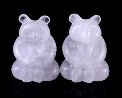 Nicedony 2.8" Angolan Quartz Hand Carved Crystal Panda Sculpture - View 2