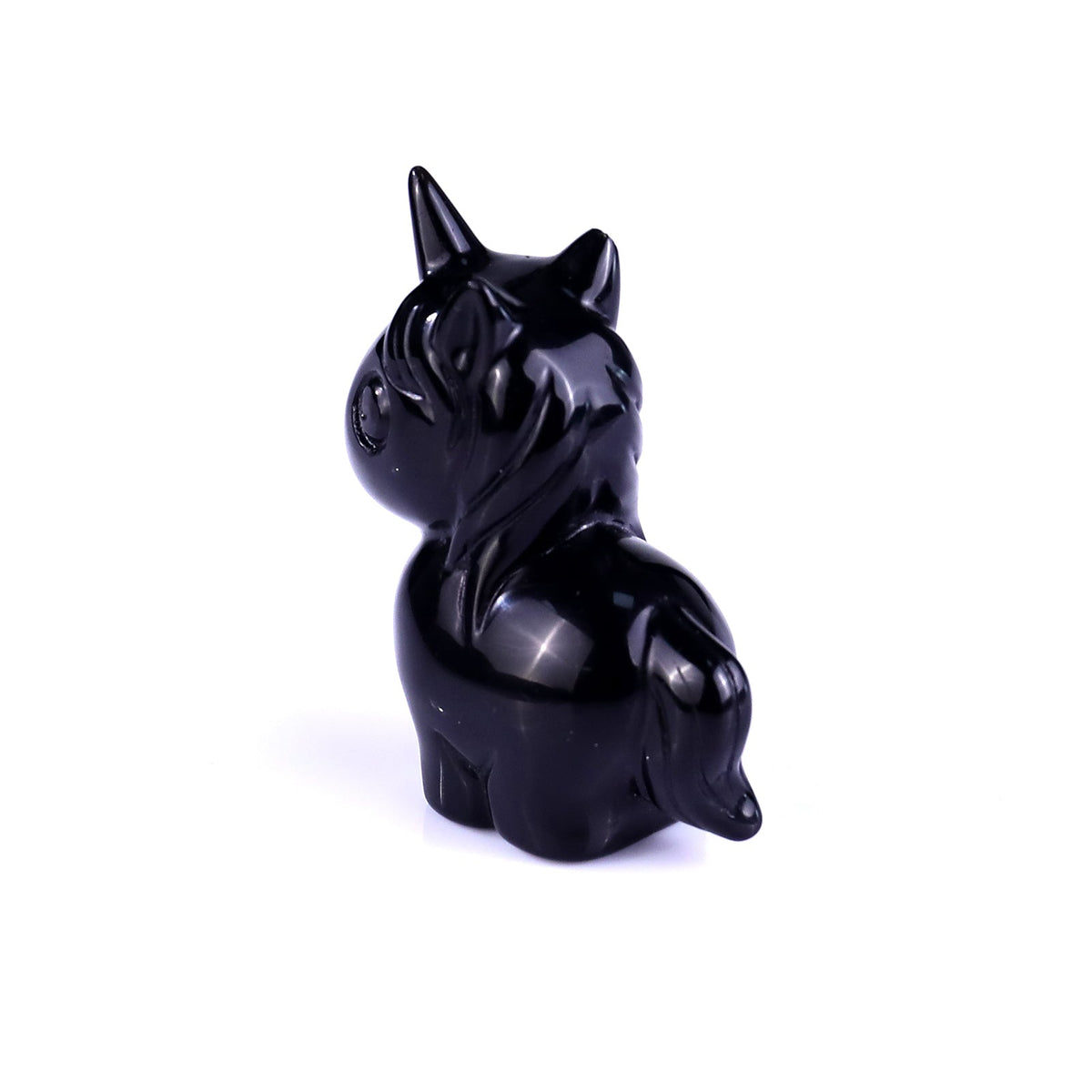 Nicedony 2.8" Black Obsidian Hand Carved Crystal Unicorn Sculpture (SKU: 2100282) - Photo 6