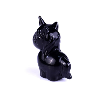 Nicedony 2.8" Black Obsidian Hand Carved Crystal Unicorn Sculpture - View 6