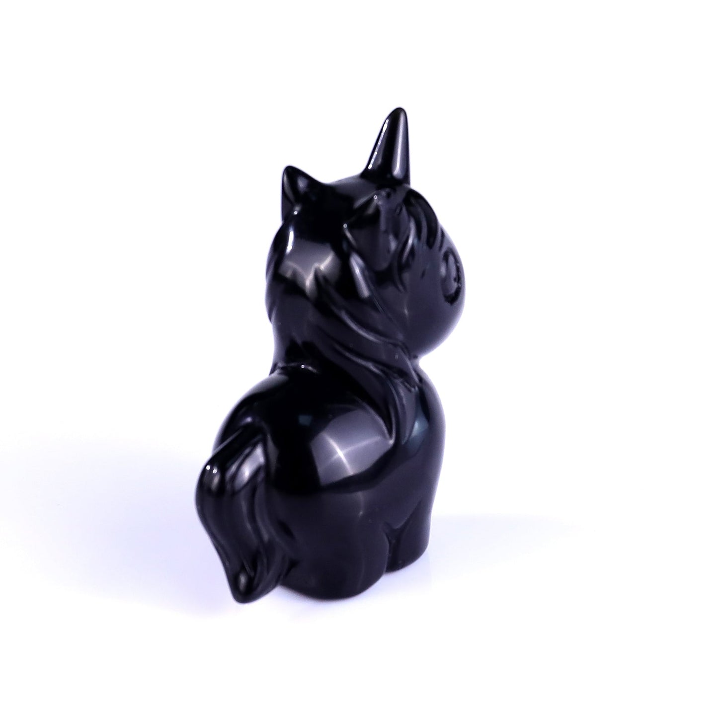 Nicedony 2.8" Black Obsidian Hand Carved Crystal Unicorn Sculpture - View 4