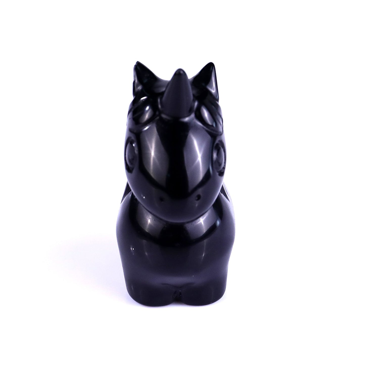 Nicedony 2.8" Black Obsidian Hand Carved Crystal Unicorn Sculpture - View 2