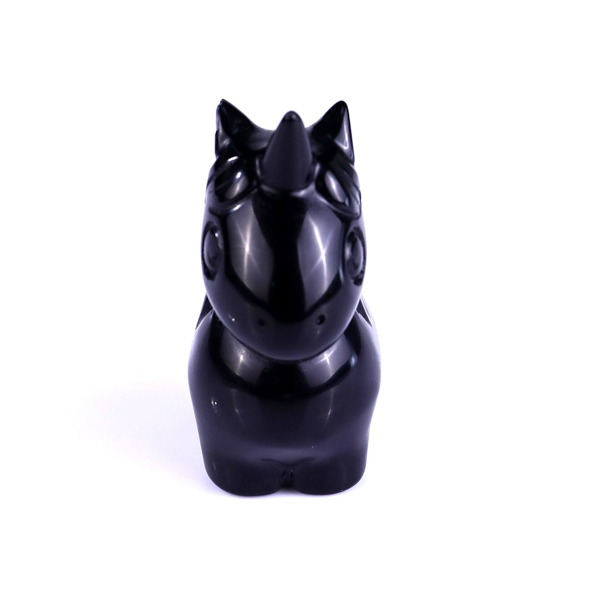 Nicedony 2.8" Black Obsidian Hand Carved Crystal Unicorn Sculpture (SKU: 2100282) - Photo 2
