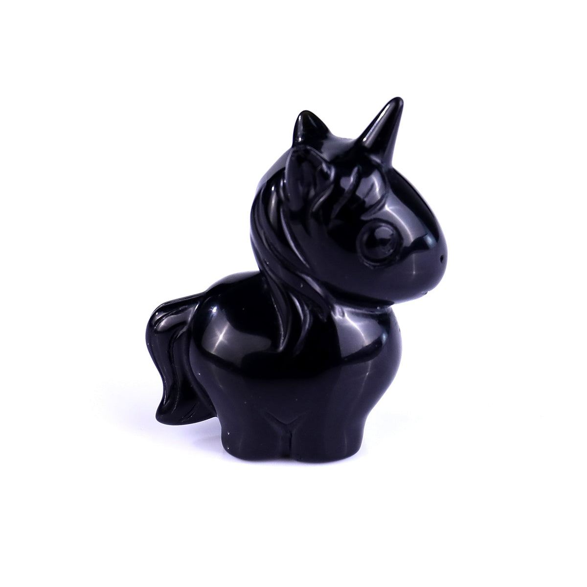 Nicedony 2.8" Black Obsidian Hand Carved Crystal Unicorn Sculpture (SKU: 2100282) - Photo 3