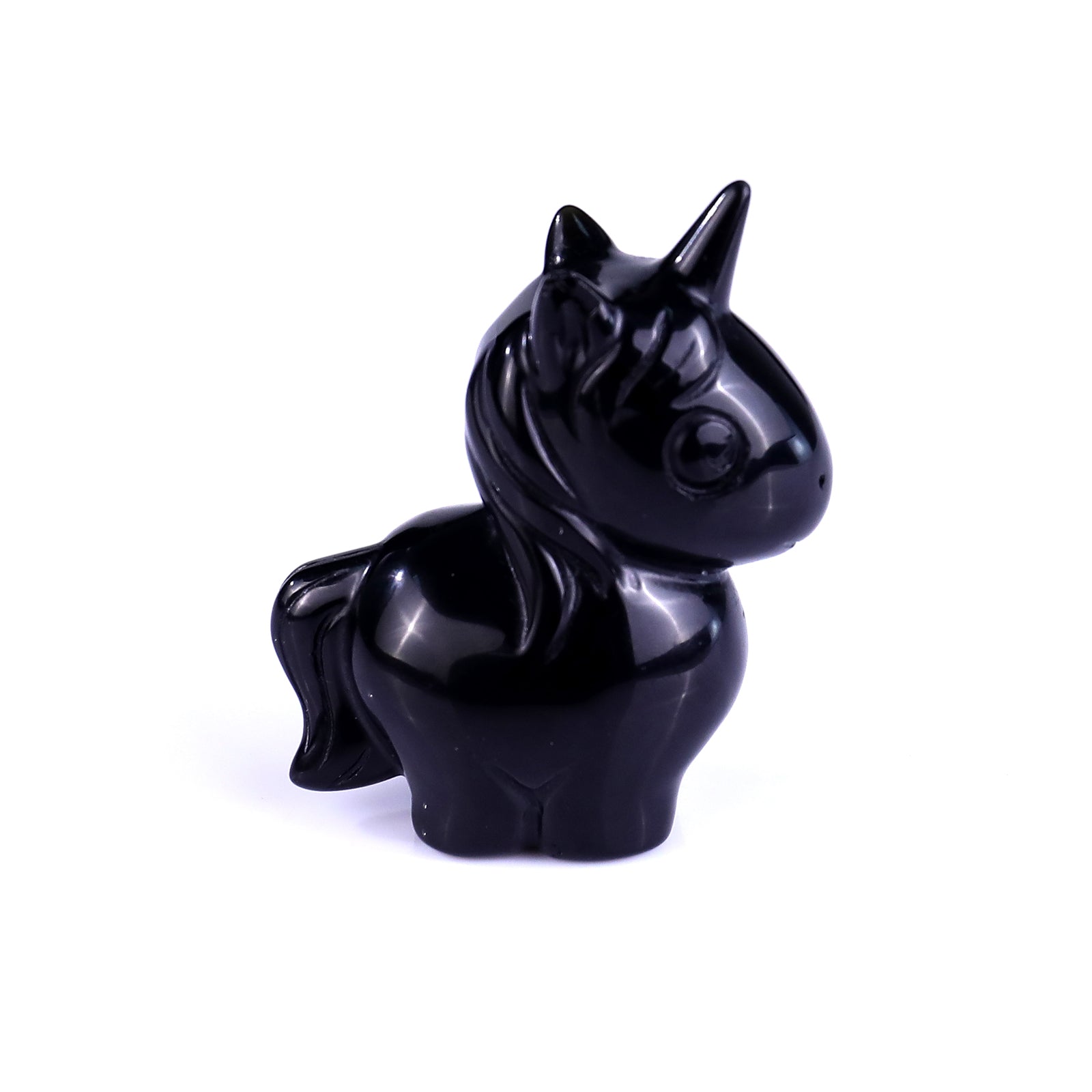 Nicedony 2.8" Black Obsidian Hand Carved Crystal Unicorn Sculpture - View 3