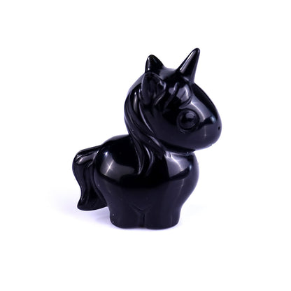 Nicedony 2.8" Black Obsidian Hand Carved Crystal Unicorn Sculpture - View 3