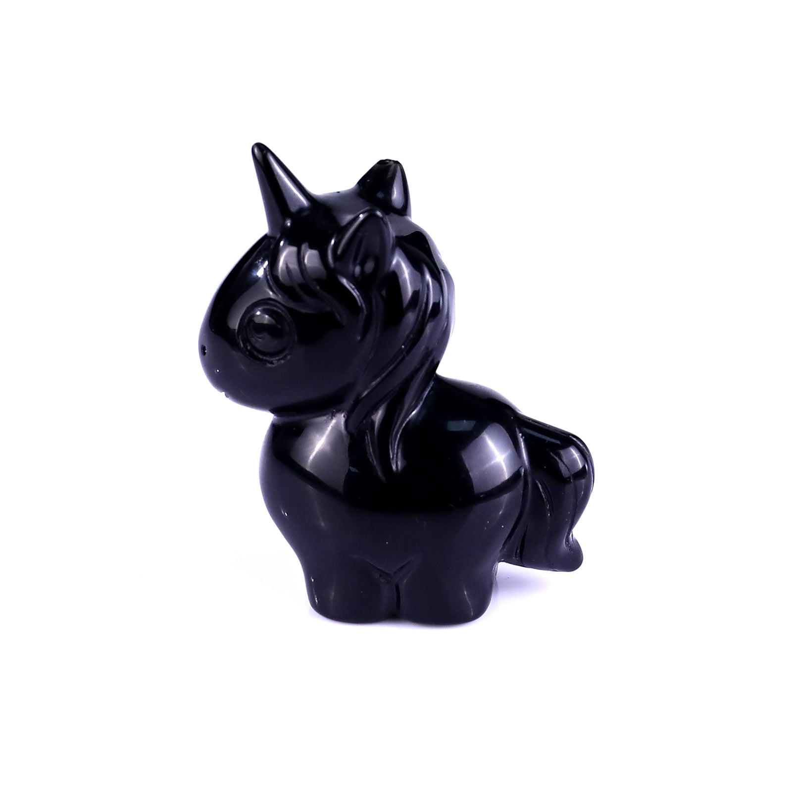 Nicedony 2.8" Black Obsidian Hand Carved Crystal Unicorn Sculpture - View 7