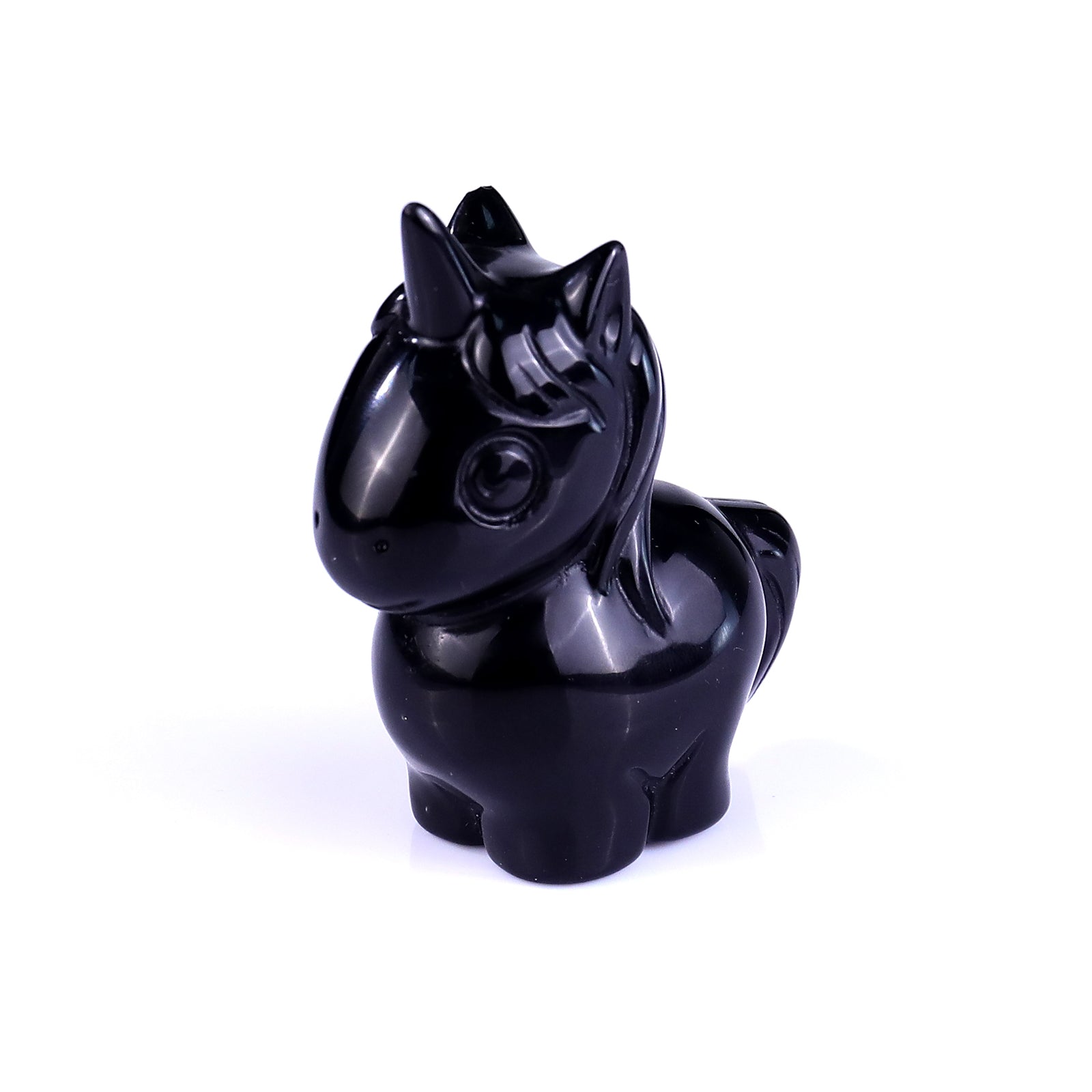 Nicedony 2.8" Black Obsidian Hand Carved Crystal Unicorn Sculpture - View 9