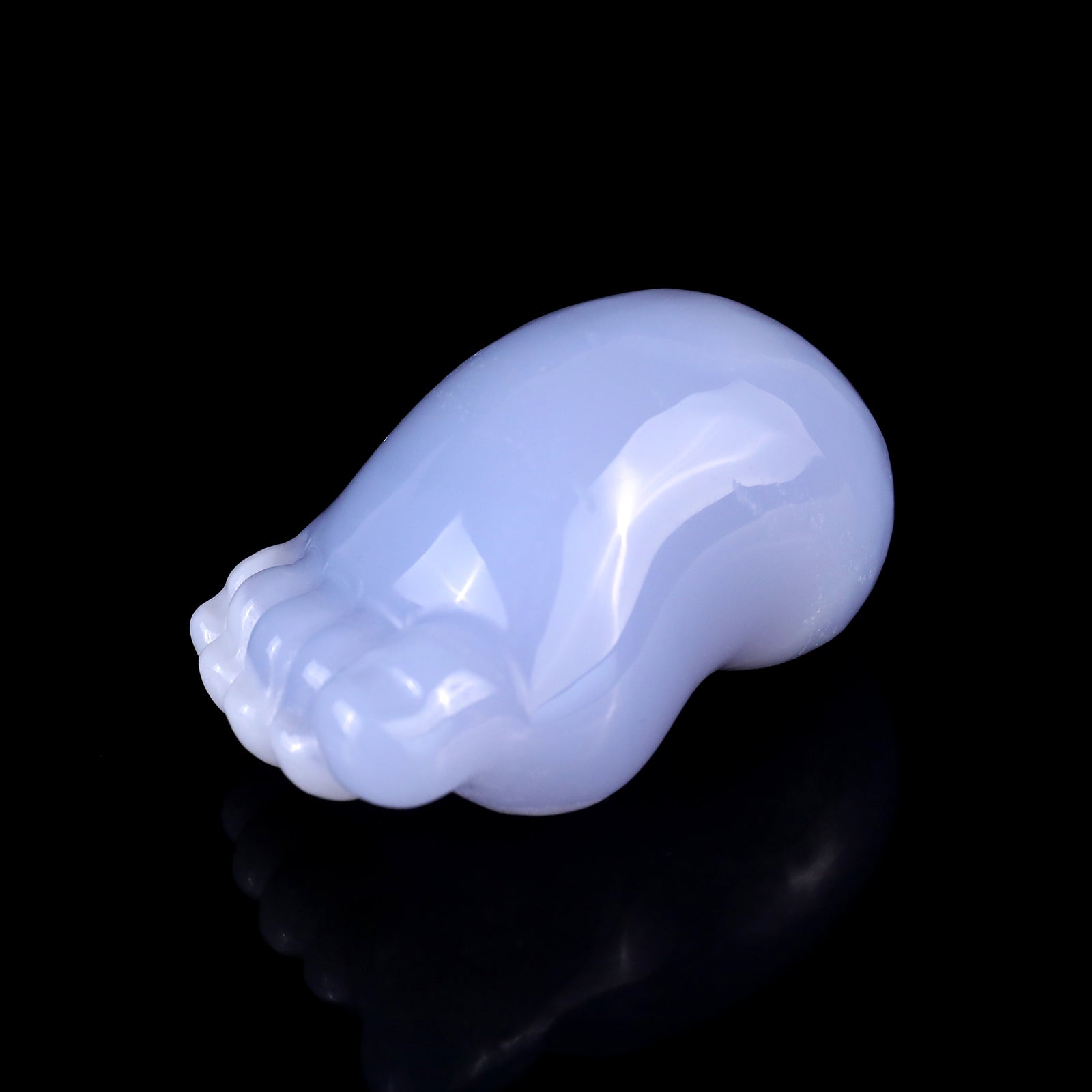 Nicedony 2.8" Blue Chalcedony Hand Carved Crystal Cute Foot Set - View 9