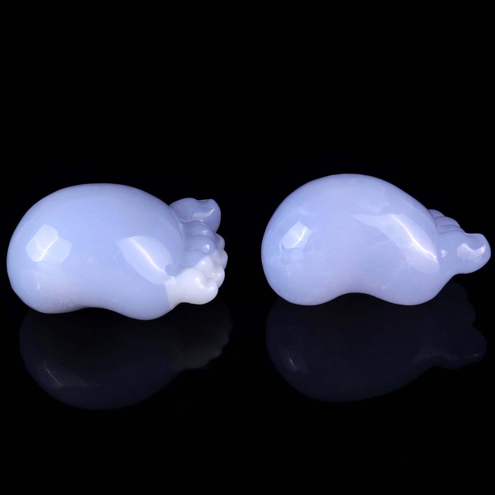 Nicedony 2.8" Blue Chalcedony Hand Carved Crystal Cute Foot Set - View 6