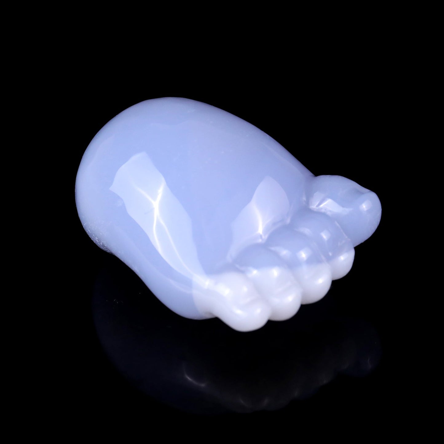 Nicedony 2.8" Blue Chalcedony Hand Carved Crystal Cute Foot Set