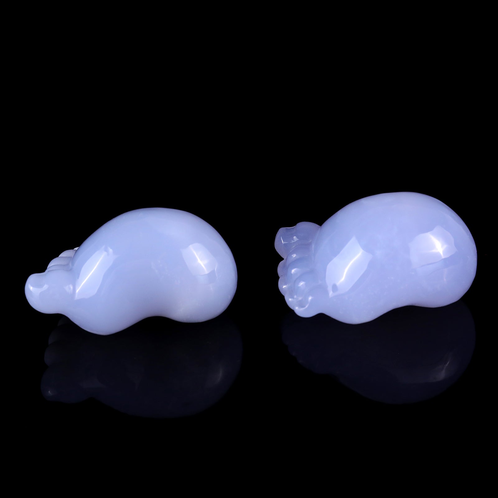 Nicedony 2.8" Blue Chalcedony Hand Carved Crystal Cute Foot Set - View 7