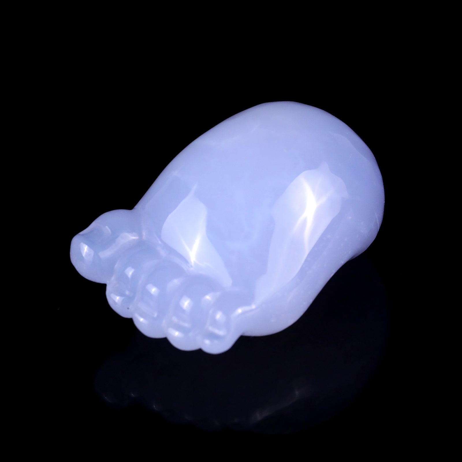 Nicedony 2.8" Blue Chalcedony Hand Carved Crystal Cute Foot Set - View 11
