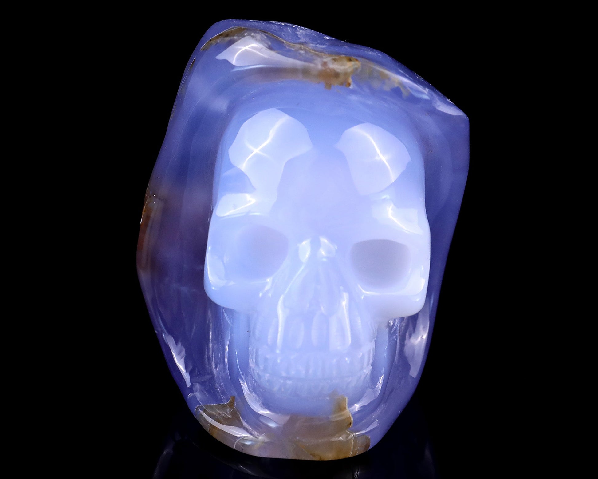 Nicedony 2.8" Blue Chalcedony Hand Carved Skull Sculpture - View 16