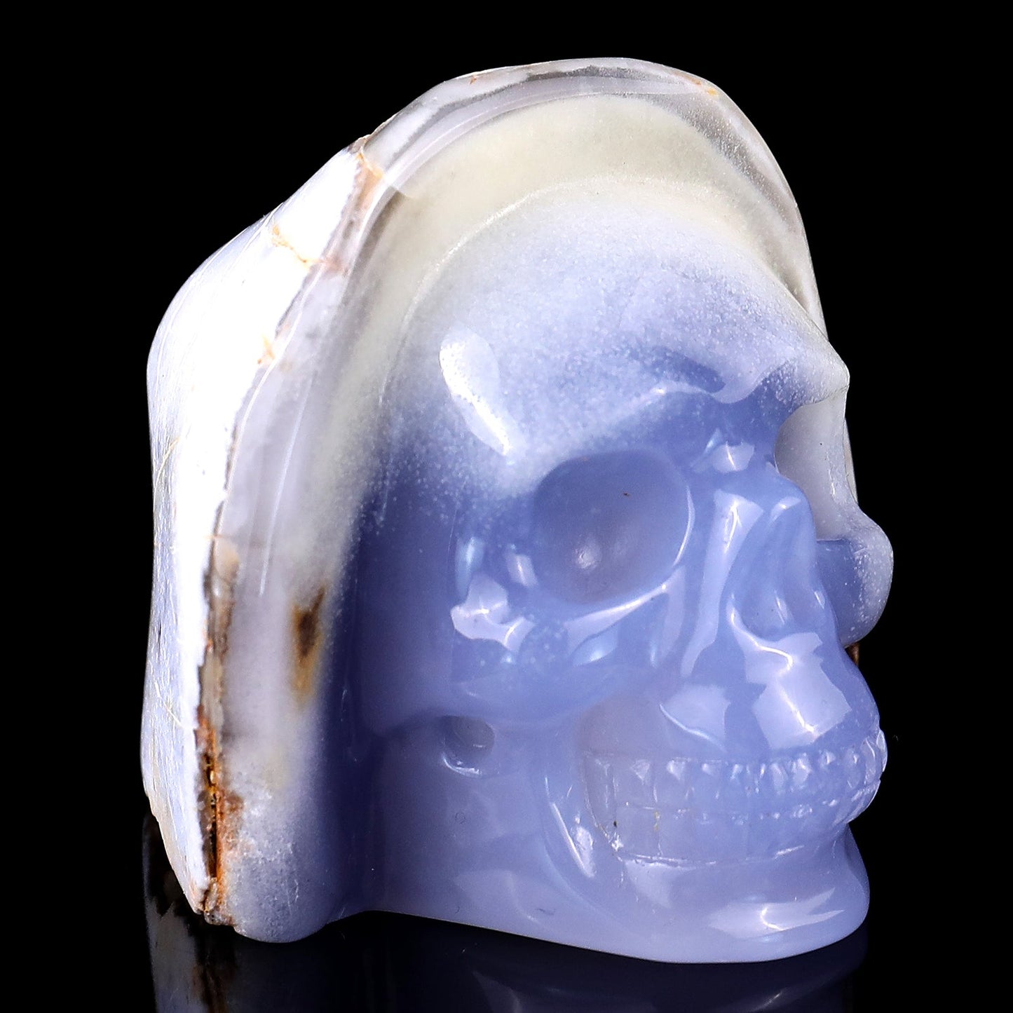 Nicedony 2.8" Blue Chalcedony Hand Carved Skull Sculpture - #2100210