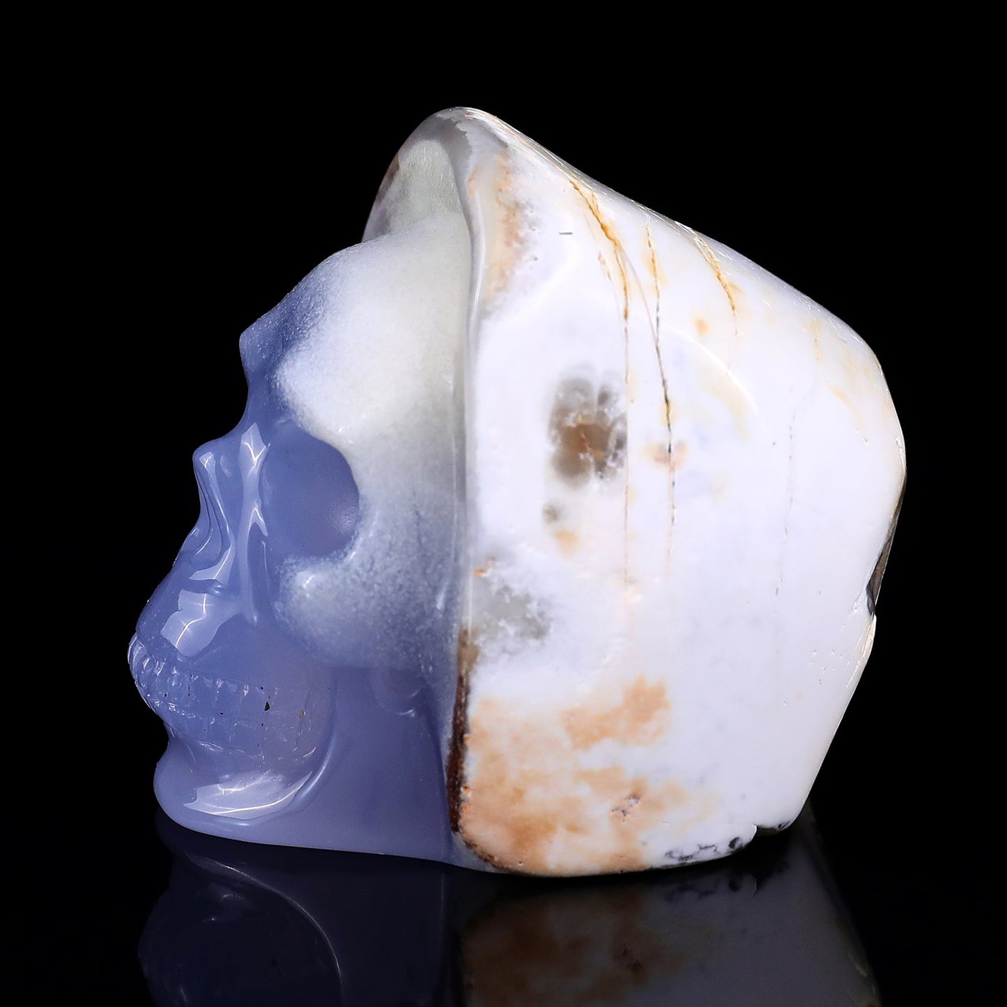 Nicedony 2.8" Blue Chalcedony Hand Carved Skull Sculpture - View 4