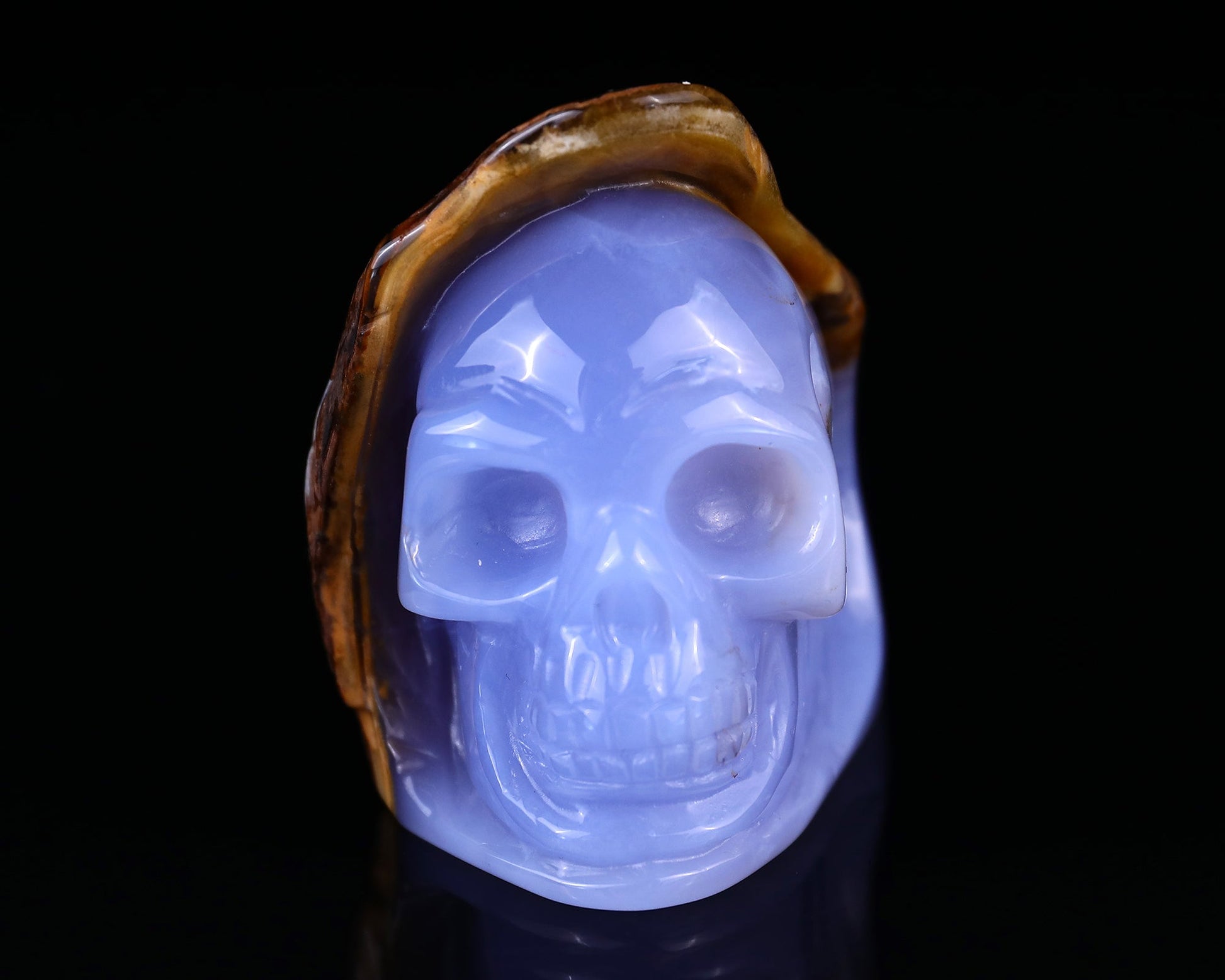 Nicedony 2.8" Blue Chalcedony Hand Carved Skull Sculpture - View 9