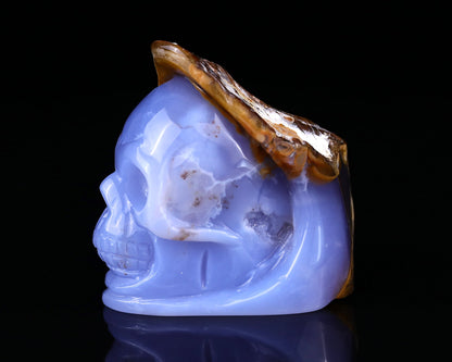 Nicedony 2.8" Blue Chalcedony Hand Carved Skull Sculpture - View 11