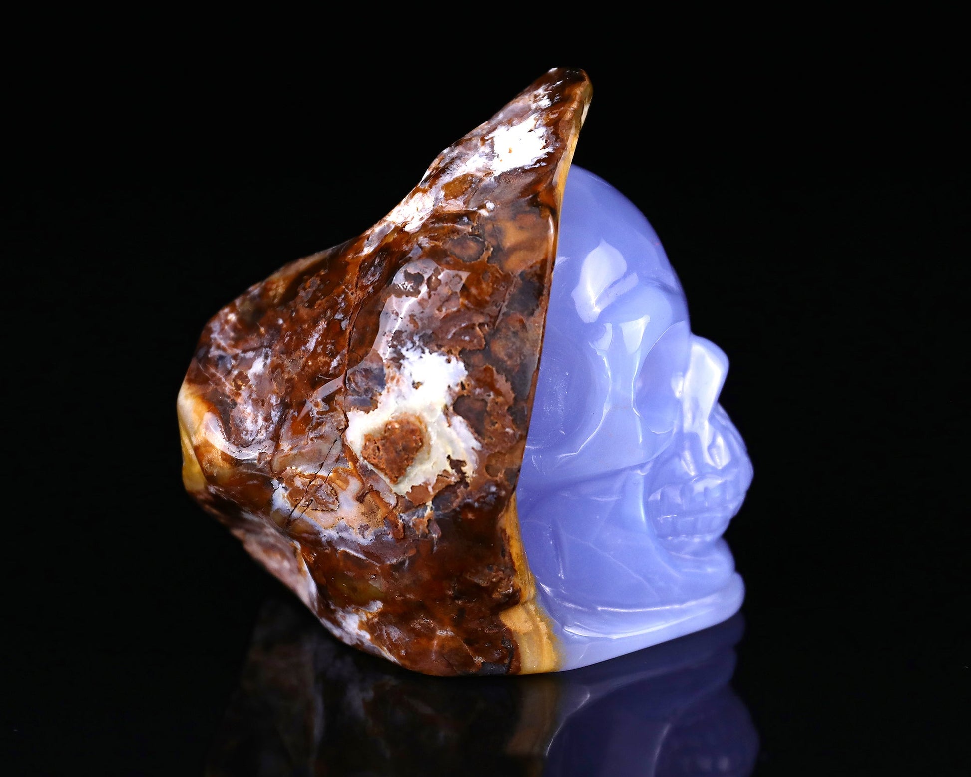 Nicedony 2.8" Blue Chalcedony Hand Carved Skull Sculpture - View 10
