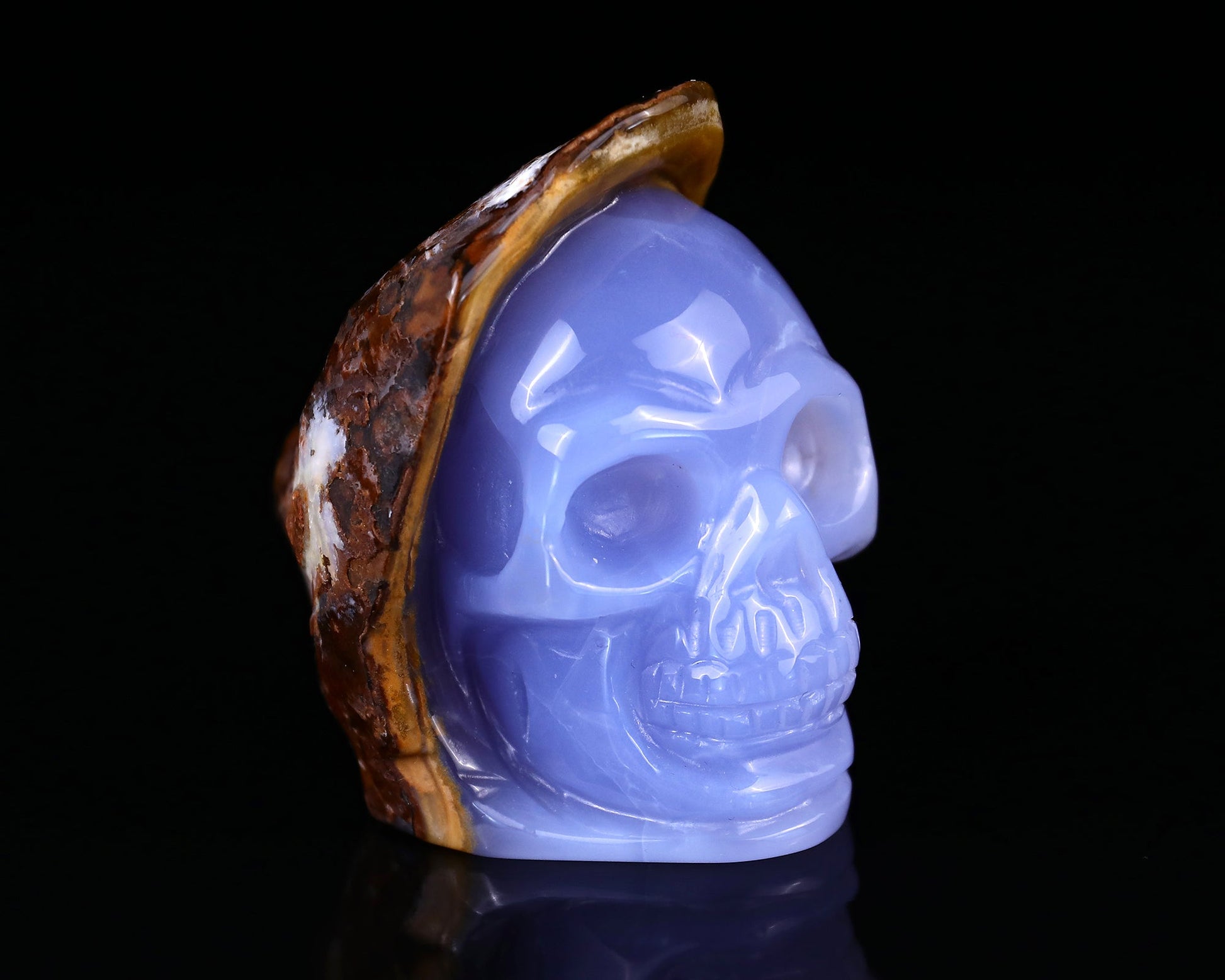 Nicedony 2.8" Blue Chalcedony Hand Carved Skull Sculpture - View 8
