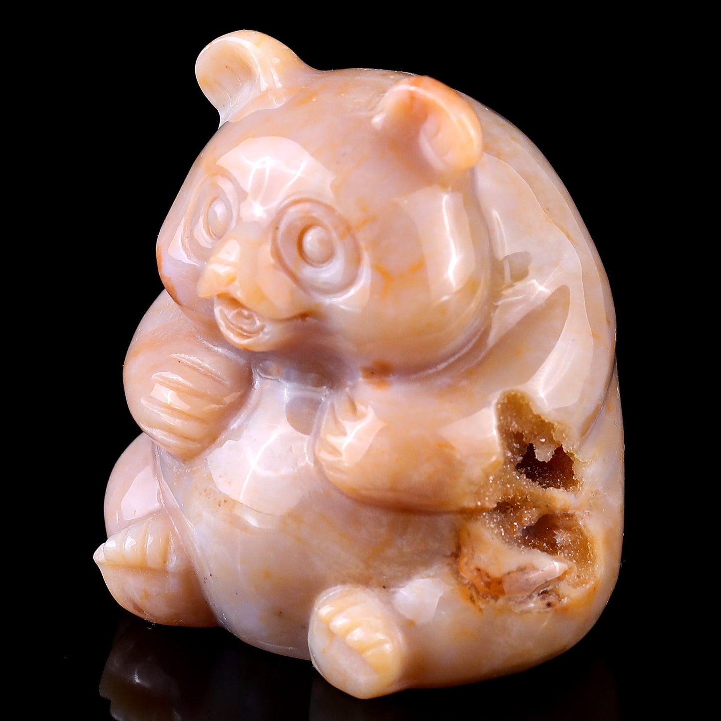 Nicedony 2.8" Chalcedony Hand Carved Crystal Panda Sculpture - View 16