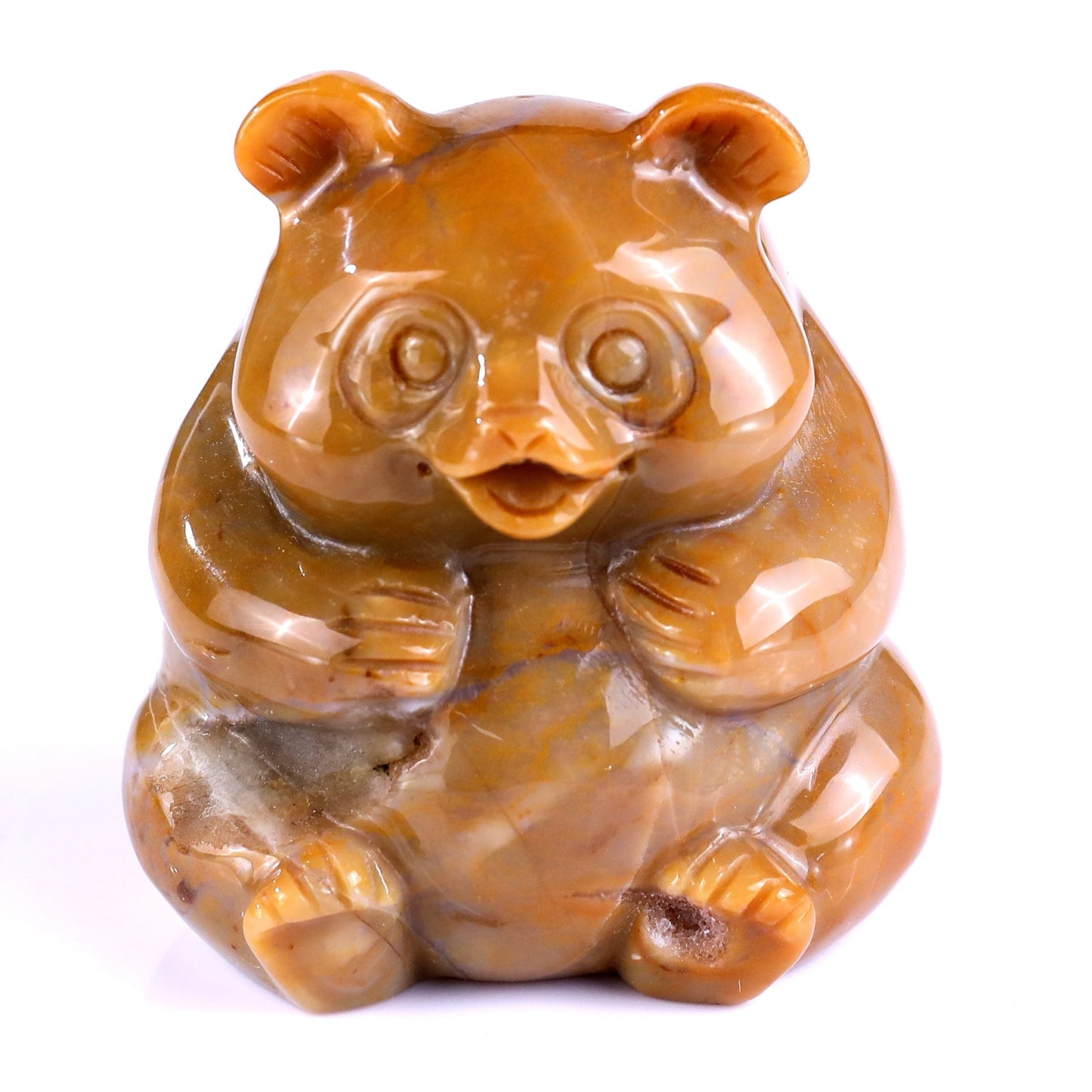 Nicedony 2.8" Chalcedony Hand Carved Crystal Panda Sculpture - #1100233