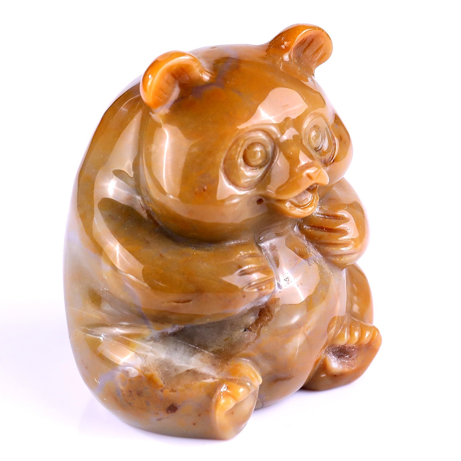Nicedony 2.8" Chalcedony Hand Carved Crystal Panda Sculpture - #2100278