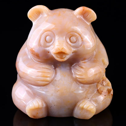 Nicedony 2.8" Chalcedony Hand Carved Crystal Panda Sculpture - View 11