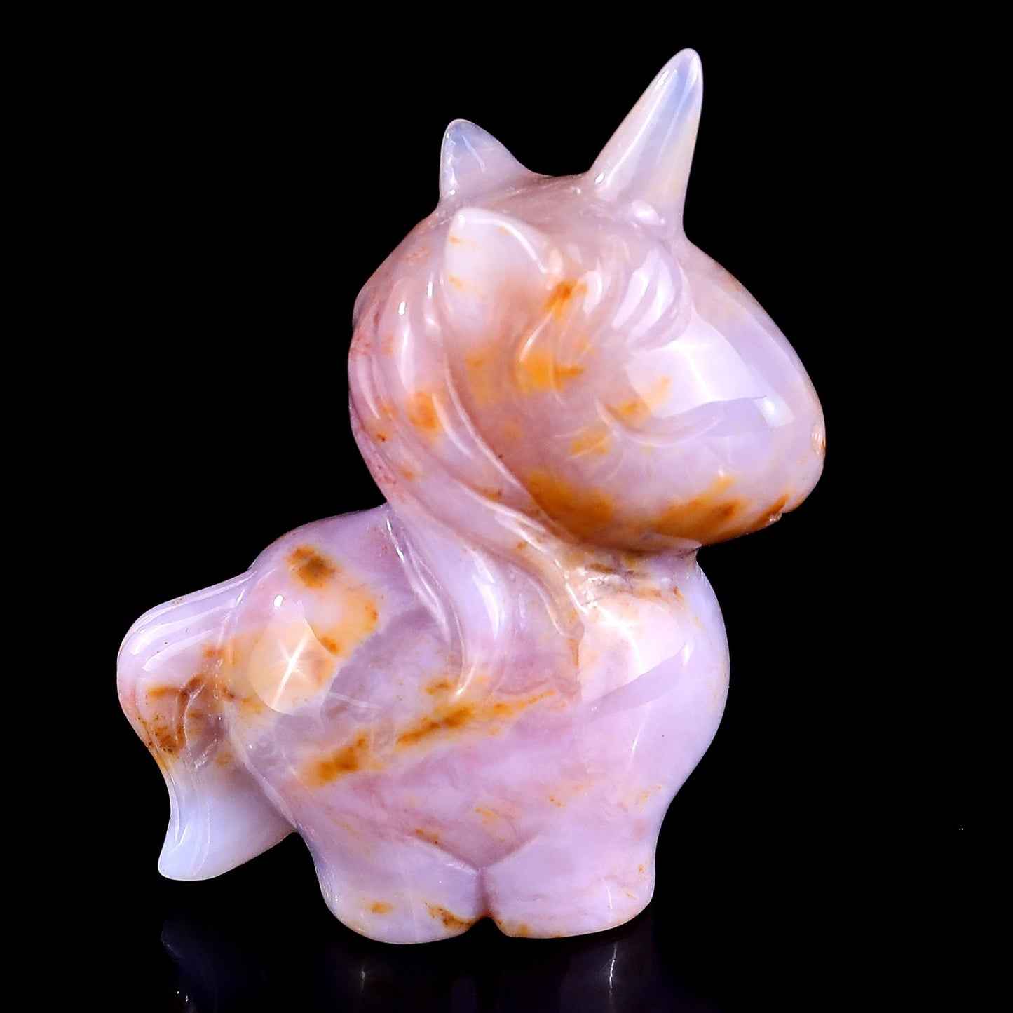 Nicedony 2.8" Chalcedony Hand Carved Crystal Unicorn Sculpture - View 3