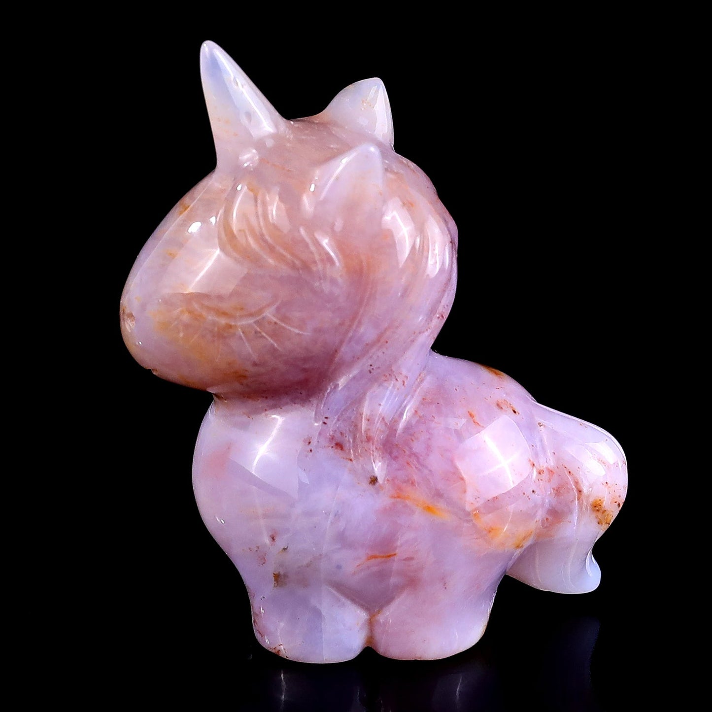 Nicedony 2.8" Chalcedony Hand Carved Crystal Unicorn Sculpture - View 7