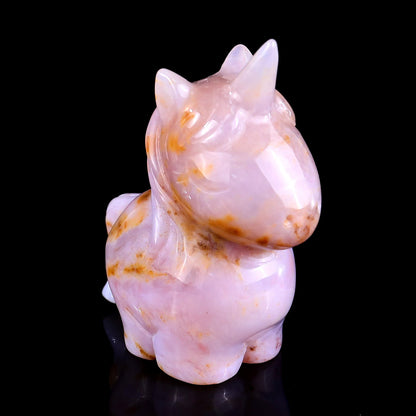 Nicedony 2.8" Chalcedony Hand Carved Crystal Unicorn Sculpture