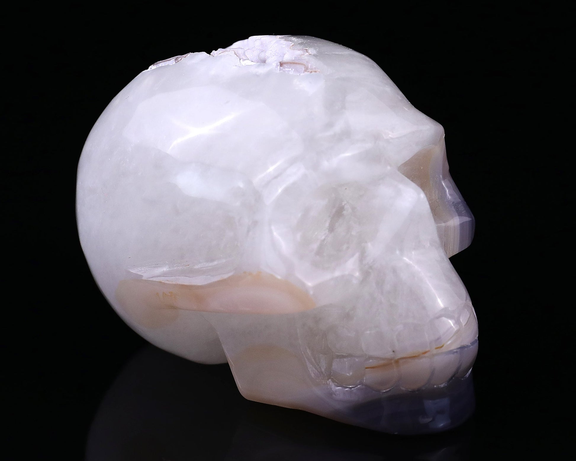 Nicedony 2.8" Geode Agate Hand Carved Crystal Geode Skull Sculpture