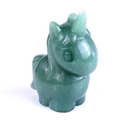 Nicedony 2.8" Green Aventurine Hand Carved Crystal Unicorn Sculpture