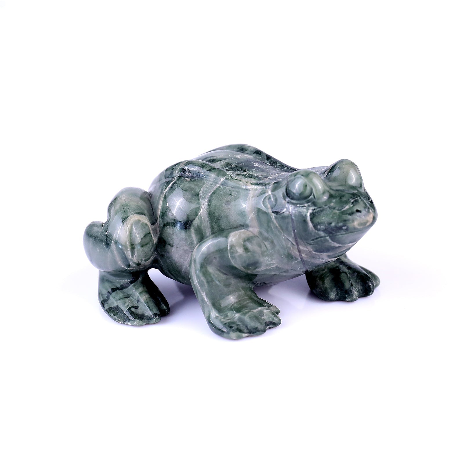 Nicedony 2.8" Jiulong Jade Hand Carved Crystal Frog Sculpture